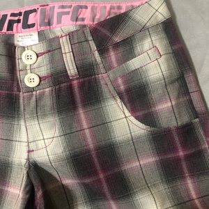Ladies Straight Shorts Button Fly Pink Gray UFC MMA